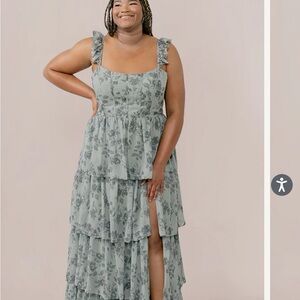 Revelry Green Ruffled Tiered Maxi Dress